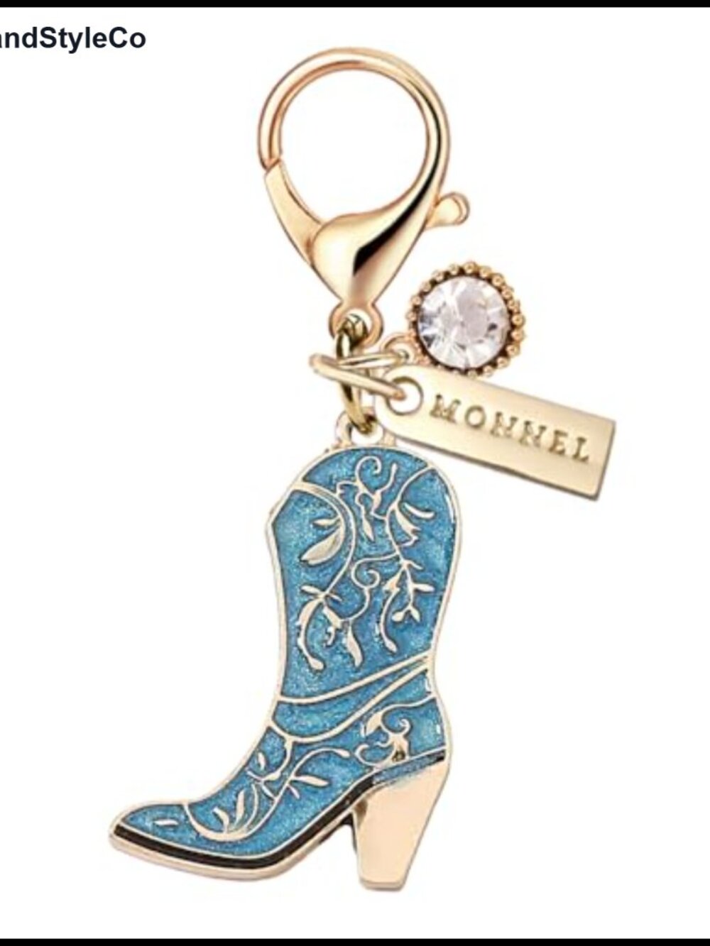 Cowboy Boot Lobster Clasp Charm Zinc Alloy Rhinestone Enamel